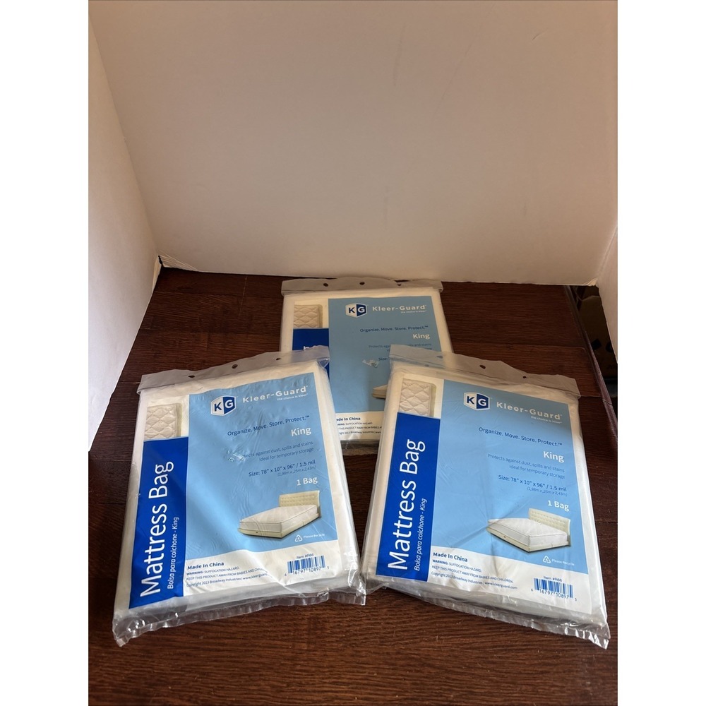 KG Kleer-Guard King Mattress Bag 78x10x96 Organize,move, storage, protect. 3 New
